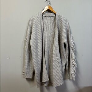 Tularosa Frida Fringe Cardigan in Stone Beige Wool Mix Women’s Medium
